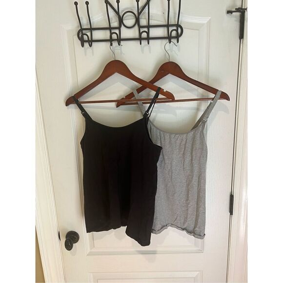 Rumor Has It Tops - 2 Nursing Bra Tank Tops Gray and Black small